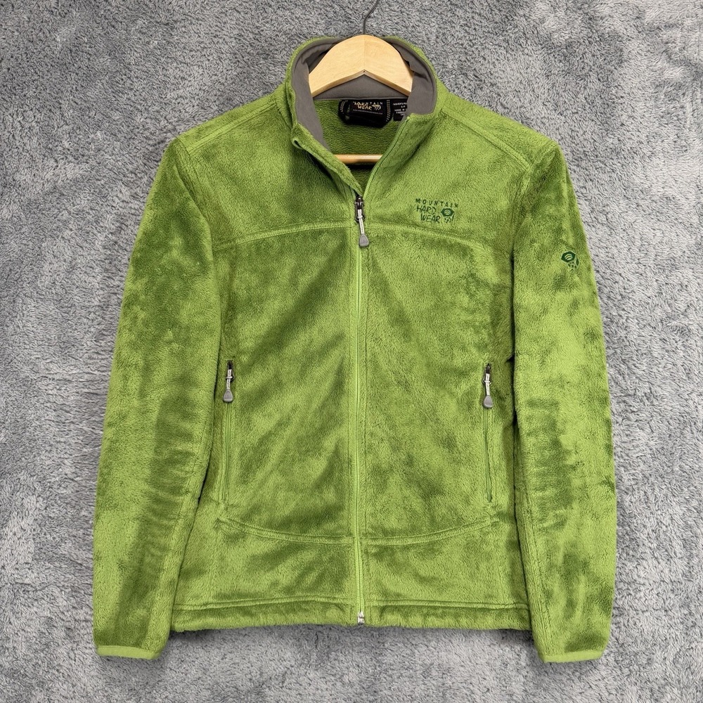 Mountain Hardwear Monkey Fleece Jacket Womens S Green Full‎ Zip Pockets Warm